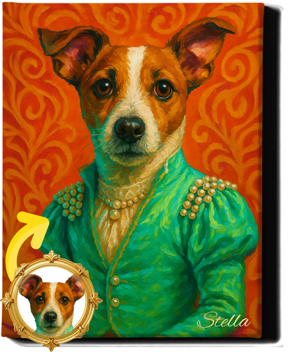 Custom Royal Pet Portrait | Lady Whiskerella | Personalized Wall Art for Pet Lovers