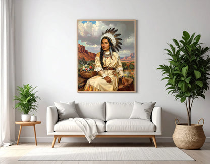 Custom Royal Human Portrait | Native Tribal Matriarch | Personalized Wall Art Gift for her