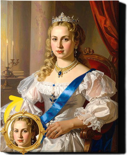 Custom Royal Human Portrait | Imperial Duchess in Silver 2 | Personalized Wall Art Gift for her