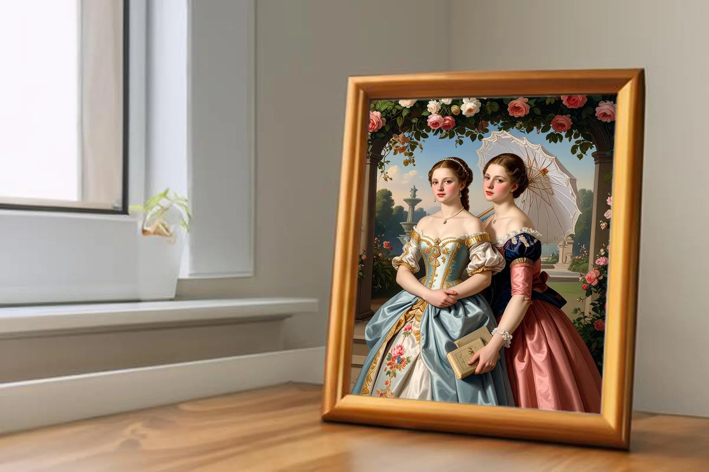 Custom Royal Family Portrait | Sisters of Spring | Personalized Wall Art Gift