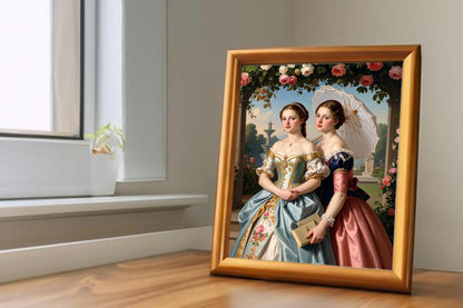 Custom Royal Family Portrait | Sisters of Spring | Personalized Wall Art Gift