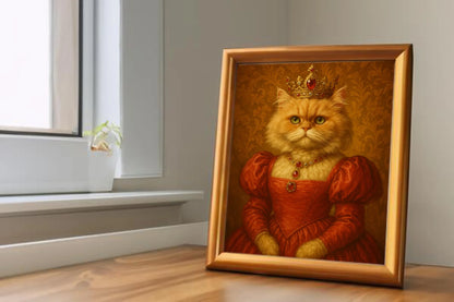 Custom Royal Pet Portrait | Queen of Pawshire | Personalized Wall Art for Pet Lovers