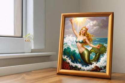 Custom Royal Human Portrait | Regal Mermaid Queen Portrait | Personalized Wall Art Gift for her