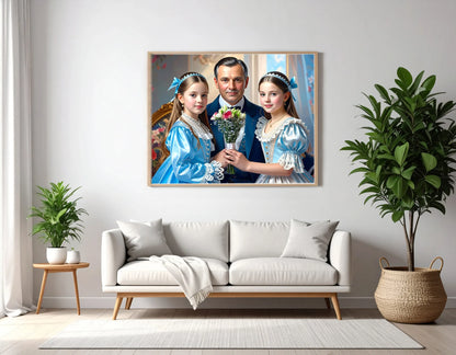 Custom Royal Family Portrait | The Sapphire Bough 2 | Personalized Wall Art Gift