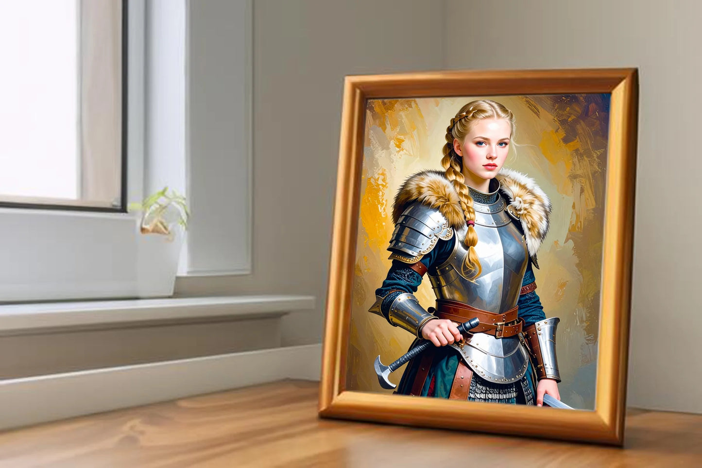 Custom Royal Human Portrait | Viking Defender | Personalized Wall Art Gift for her