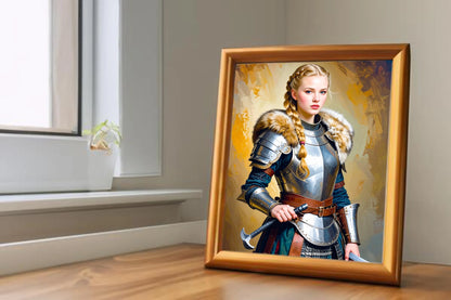 Custom Royal Human Portrait | Viking Defender | Personalized Wall Art Gift for her