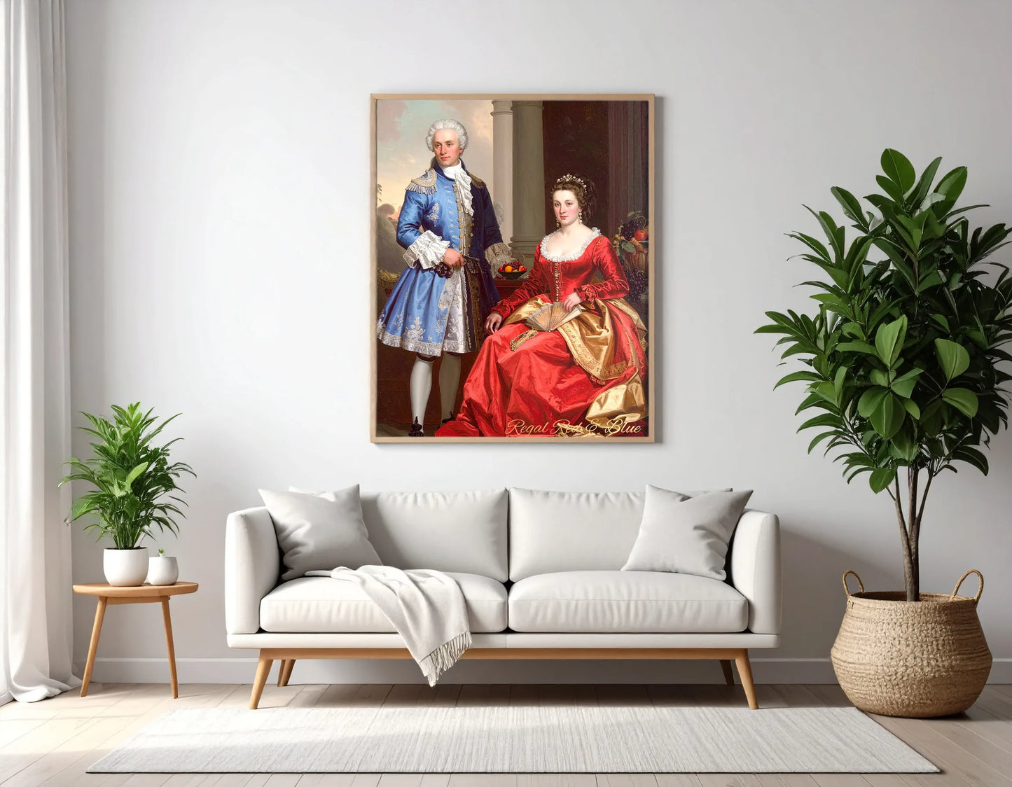 Custom Royal Couple Portrait | Regal Red & Blue | Personalized Wall Art Gift