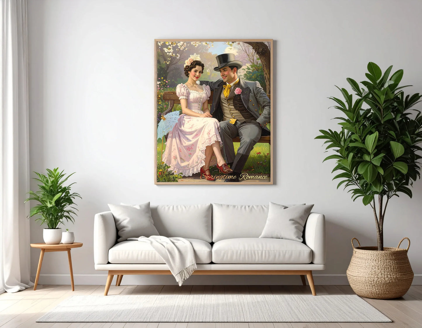 Custom Royal Couple Portrait | Springtime Romance | Personalized Wall Art Gift
