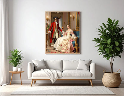 Custom Royal Couple Portrait | Rococo Apple Lovers | Personalized Wall Art Gift