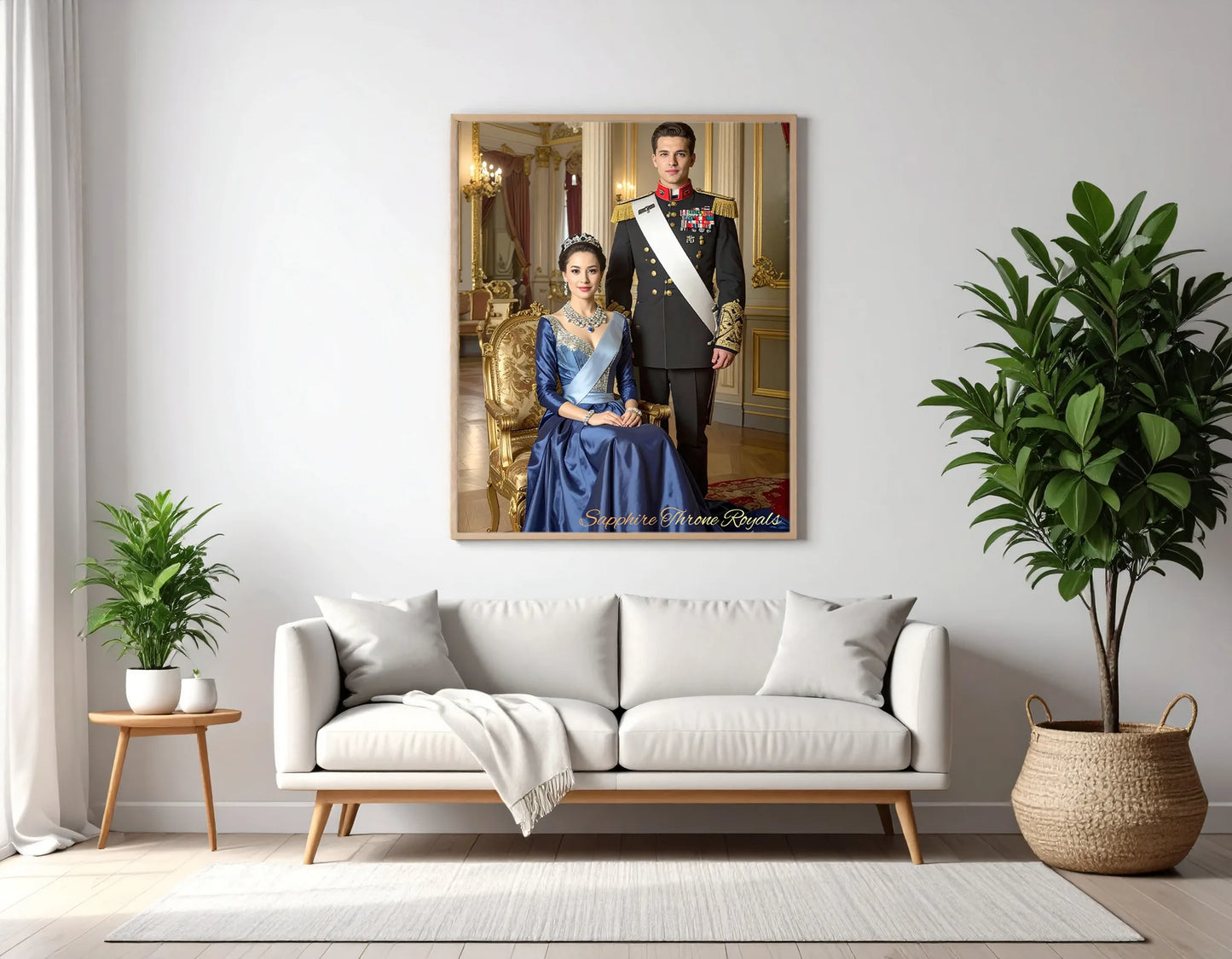 Custom Royal Couple Portrait | Sapphire Throne Royals | Personalized Wall Art Gift
