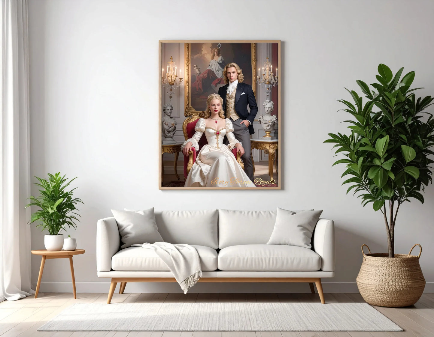 Custom Royal Couple Portrait | Ivory Throne Royals | Personalized Wall Art Gift