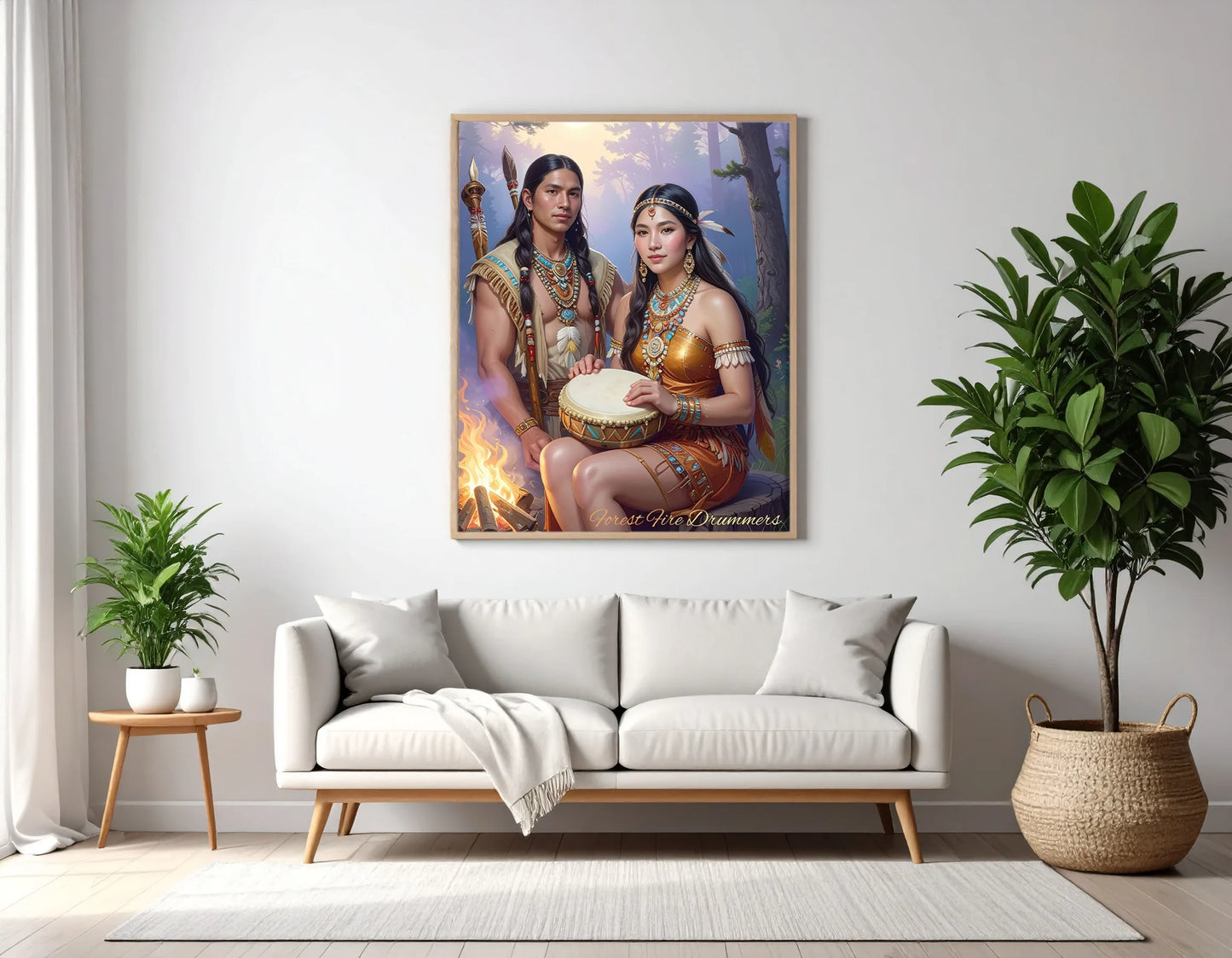 Custom Royal Couple Portrait | Forest Fire Drummers | Personalized Wall Art Gift
