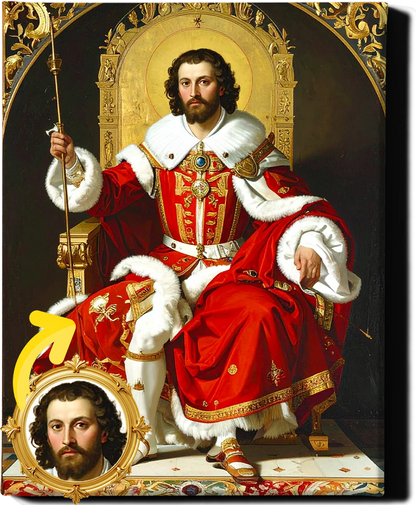 Custom Royal Human Portrait | King Théodore of the Scarlet Cross | Personalized Wall Art Gift for him
