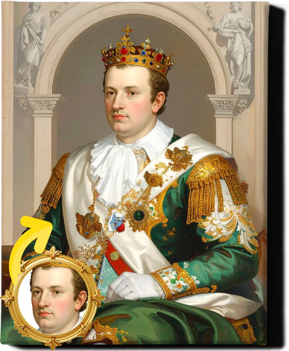 Custom Royal Human Portrait | King Leopold | Personalized Wall Art Gift for him