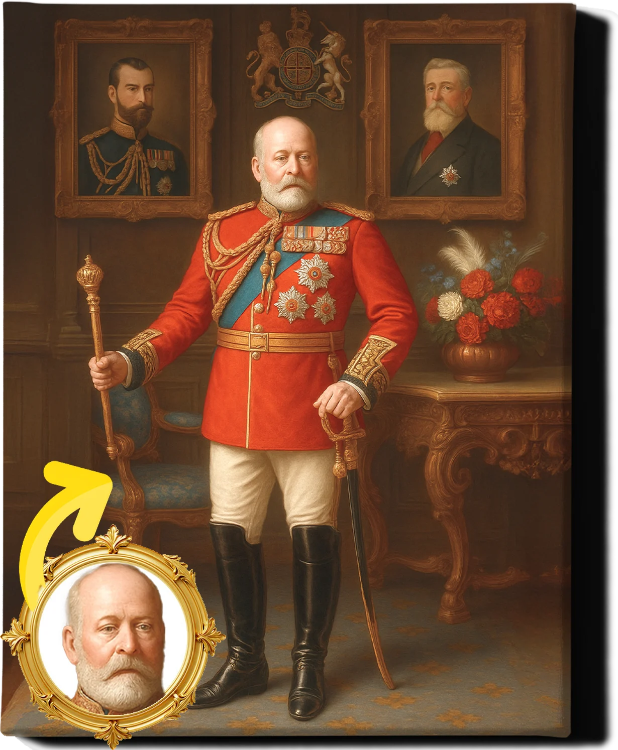 Custom Royal Human Portrait | High Regent of the Crimson Throne | Personalized Wall Art Gift for him