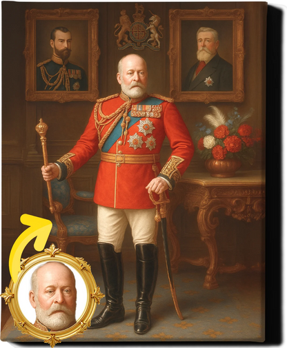 Custom Royal Human Portrait | High Regent of the Crimson Throne | Personalized Wall Art Gift for him