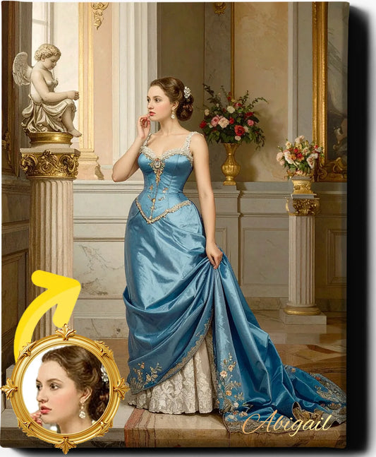 Custom Royal Human Portrait | The Elegant Debutante | Personalized Wall Art Gift for her