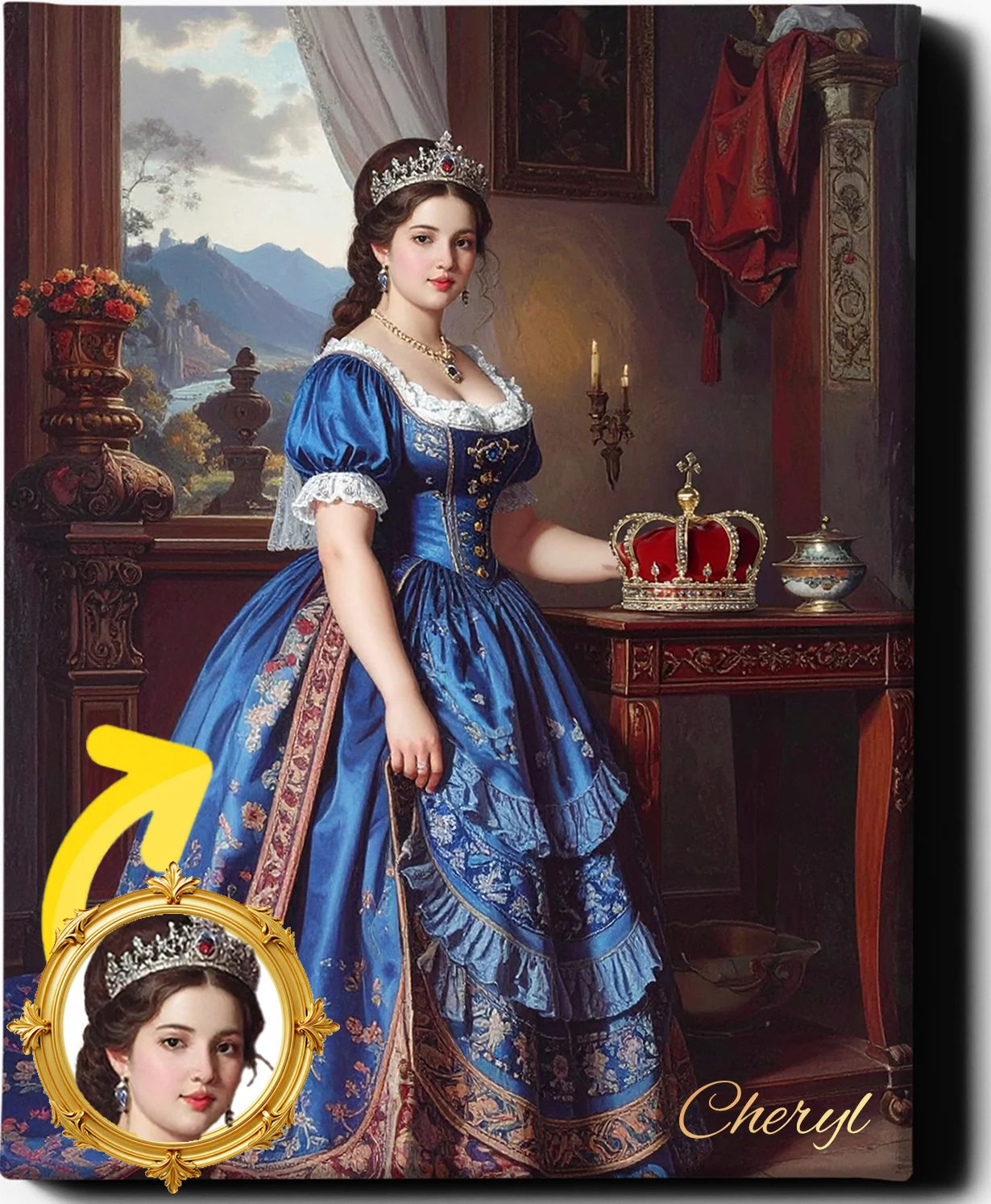 Custom Royal Human Portrait | Fortress Noble 3 | Personalized Wall Art Gift for her