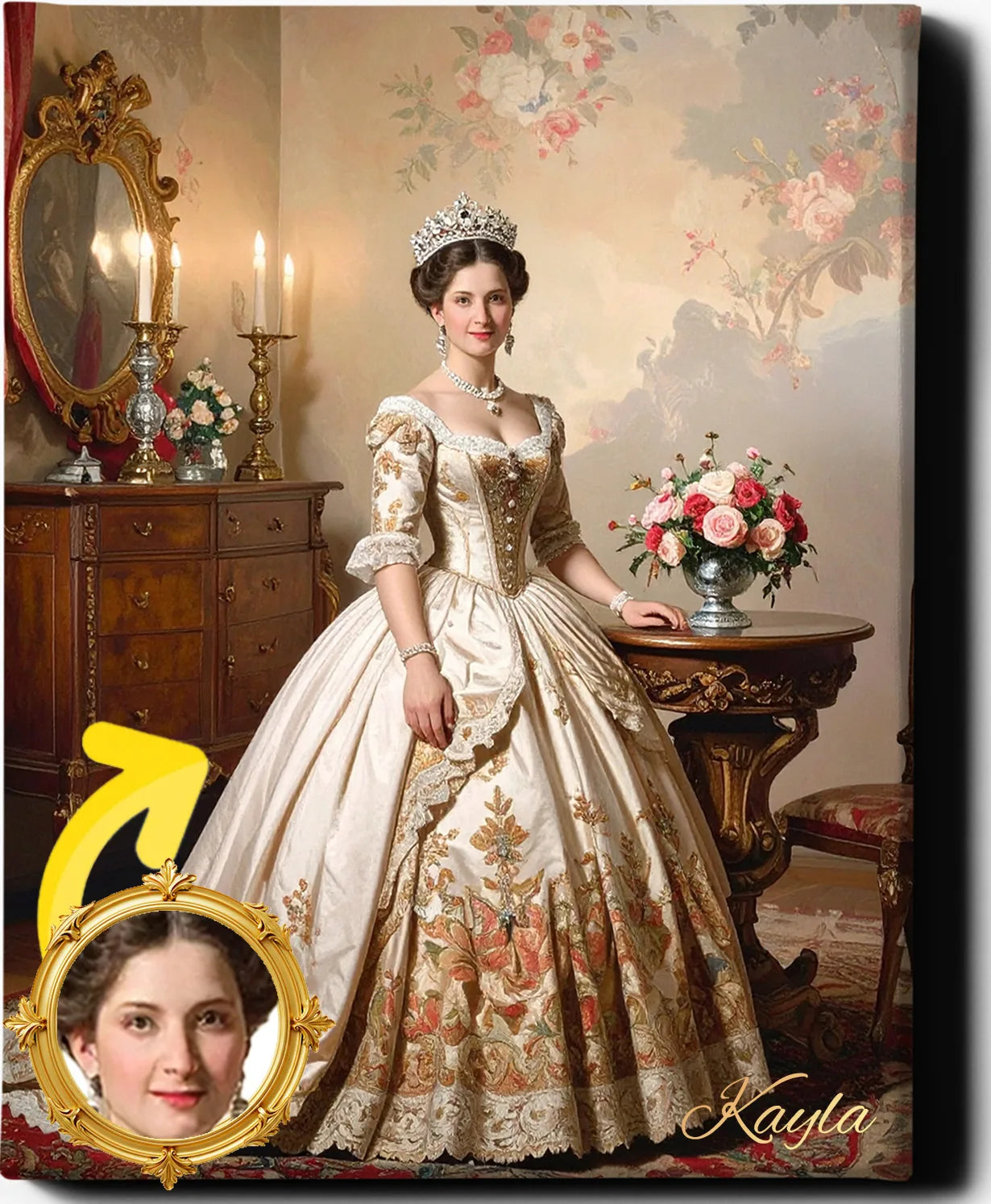 Custom Royal Human Portrait | Fortress Noble 4 | Personalized Wall Art Gift for her