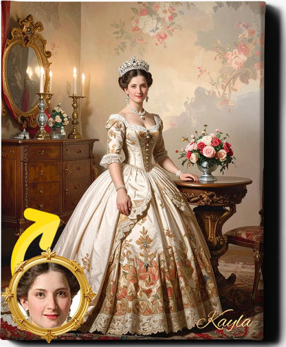 Custom Royal Human Portrait | Fortress Noble 4 | Personalized Wall Art Gift for her