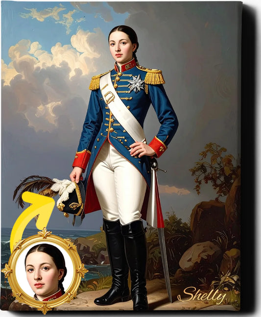 Custom Royal Human Portrait | Royal Cadet | Personalized Wall Art Gift for her