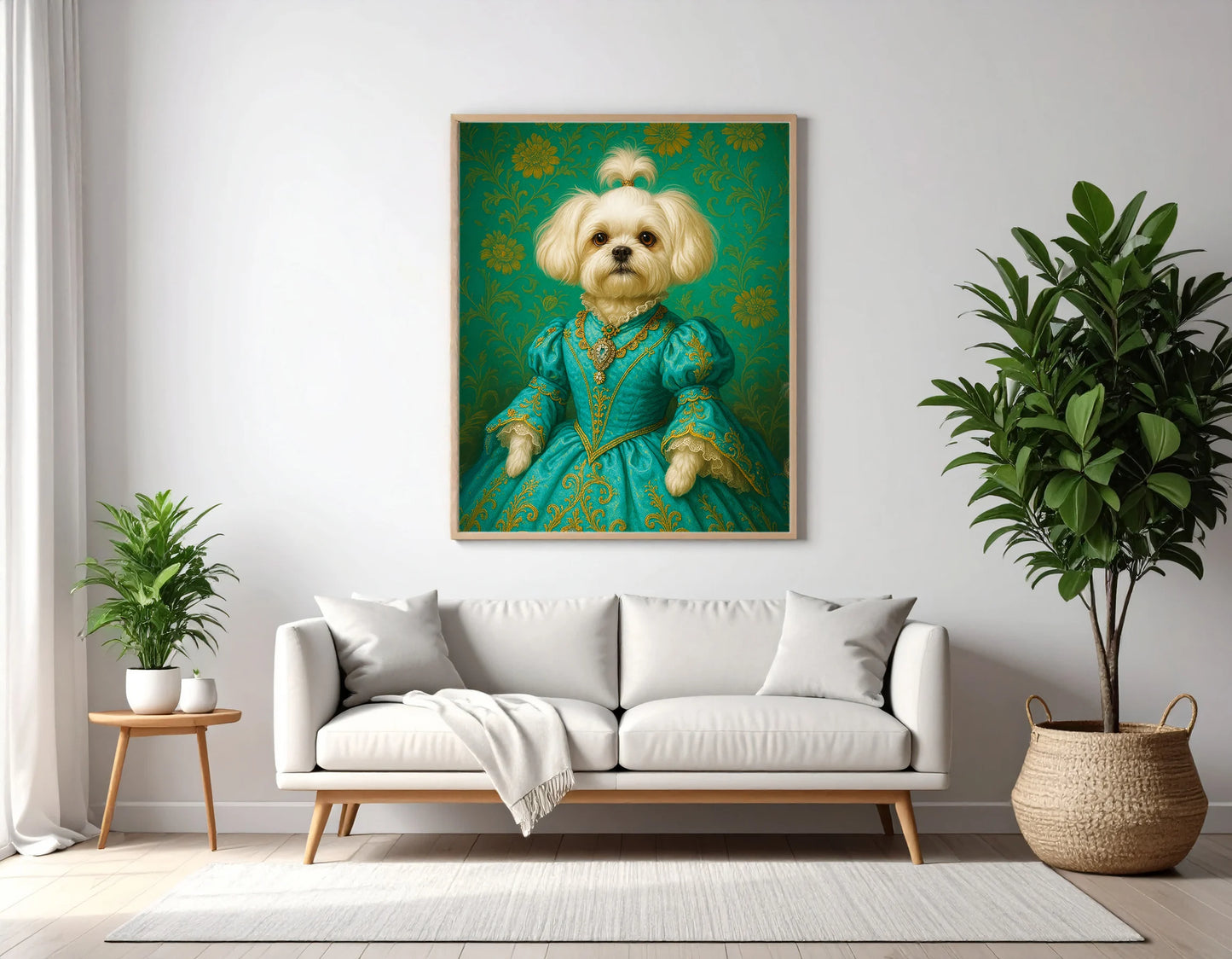 Custom Royal Pet Portrait | Countess Wiggles | Personalized Wall Art for Pet Lovers