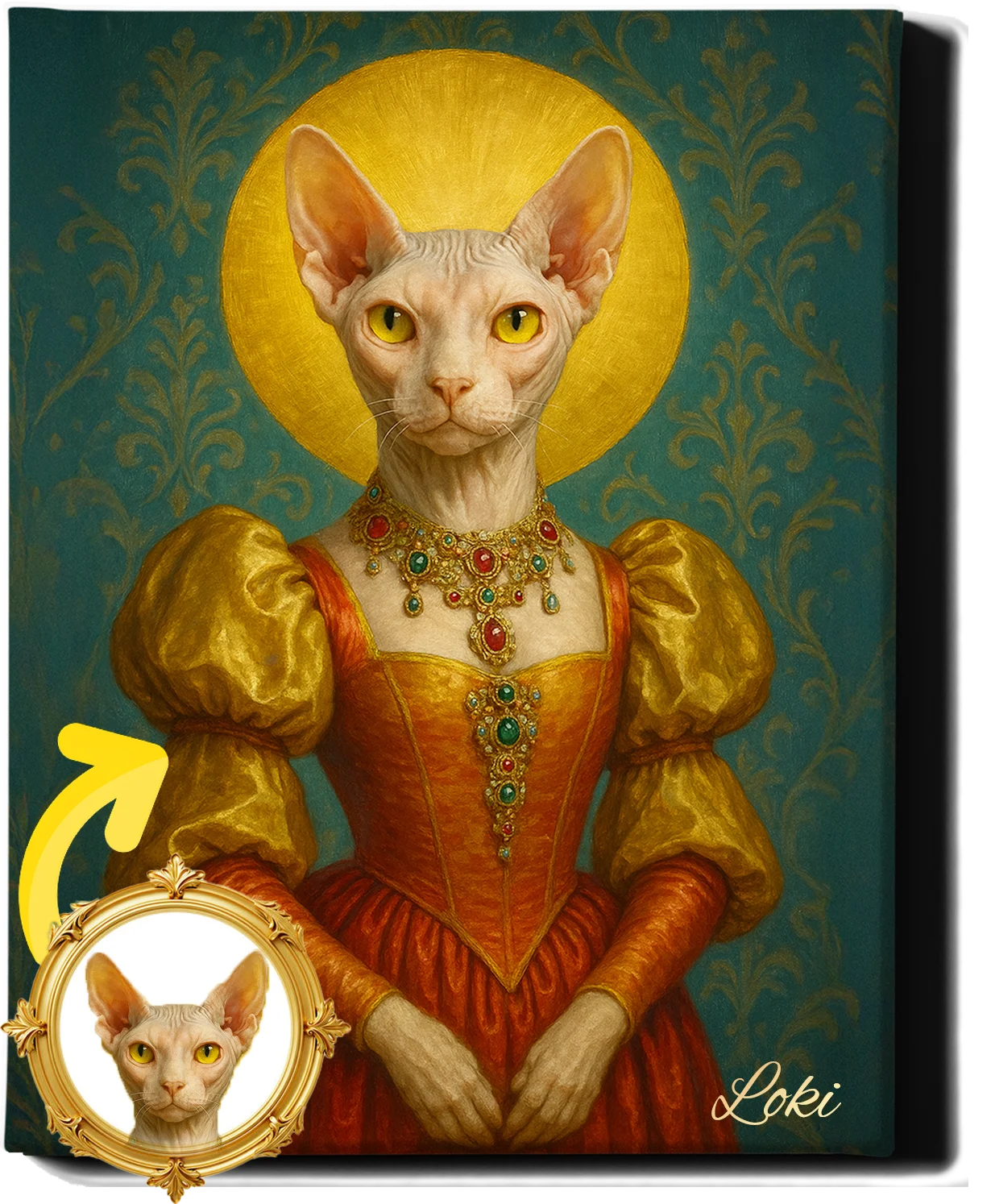 Custom Royal Pet Portrait | Seraphina | Personalized Wall Art for Pet Lovers