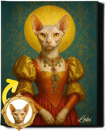 Custom Royal Pet Portrait | Seraphina | Personalized Wall Art for Pet Lovers