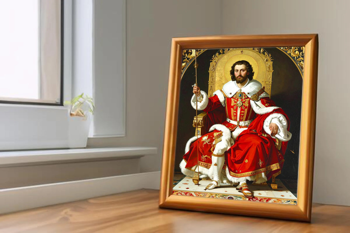 Custom Royal Human Portrait | King Théodore of the Scarlet Cross | Personalized Wall Art Gift for him