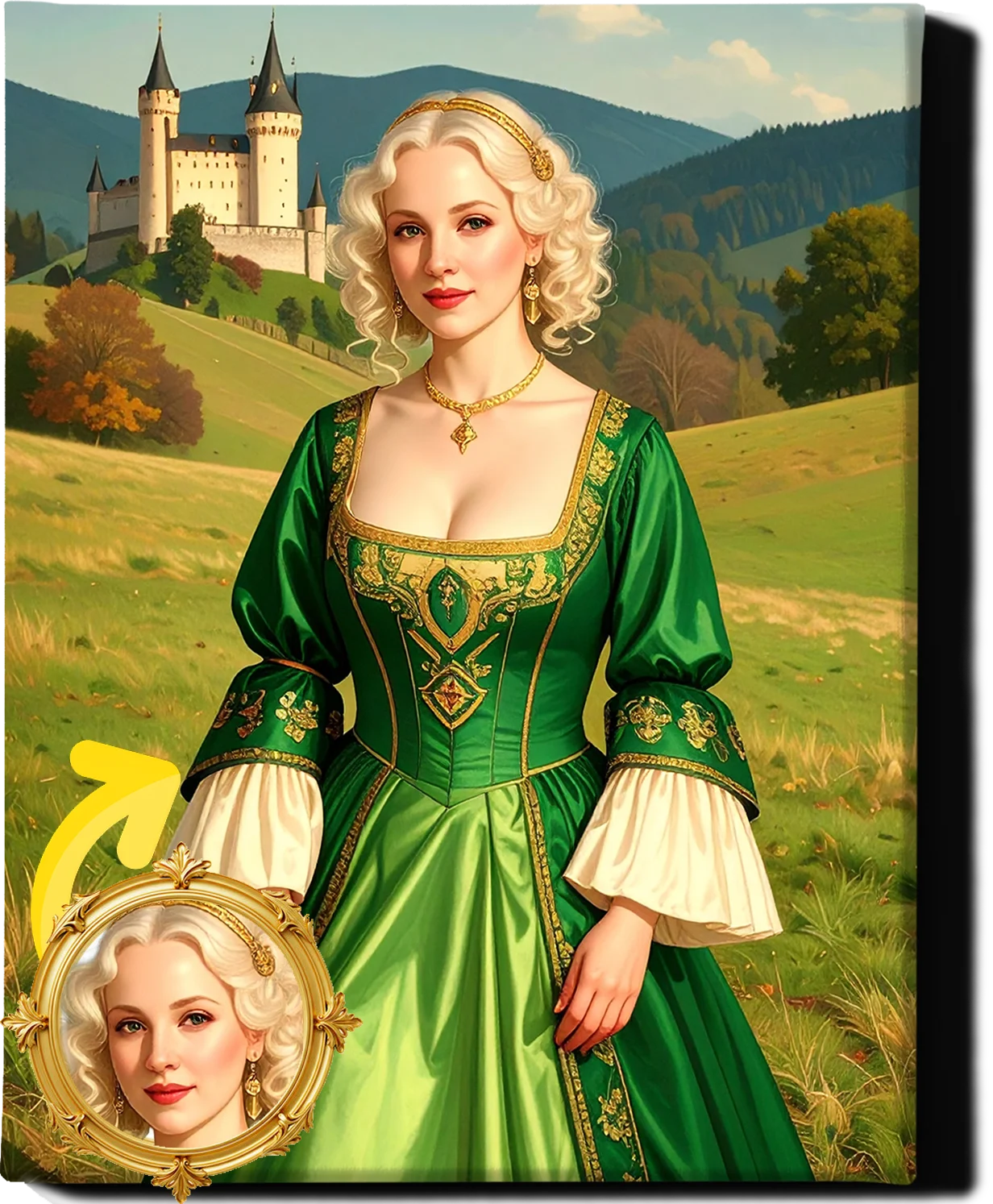 Custom Royal Human Portrait | Fortress Noble 2 | Personalized Wall Art Gift for her