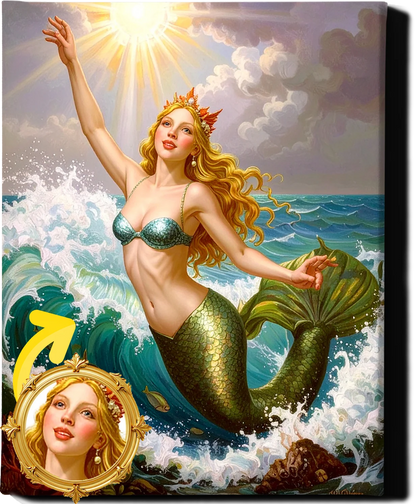 Custom Royal Human Portrait | Regal Mermaid Queen Portrait | Personalized Wall Art Gift for her
