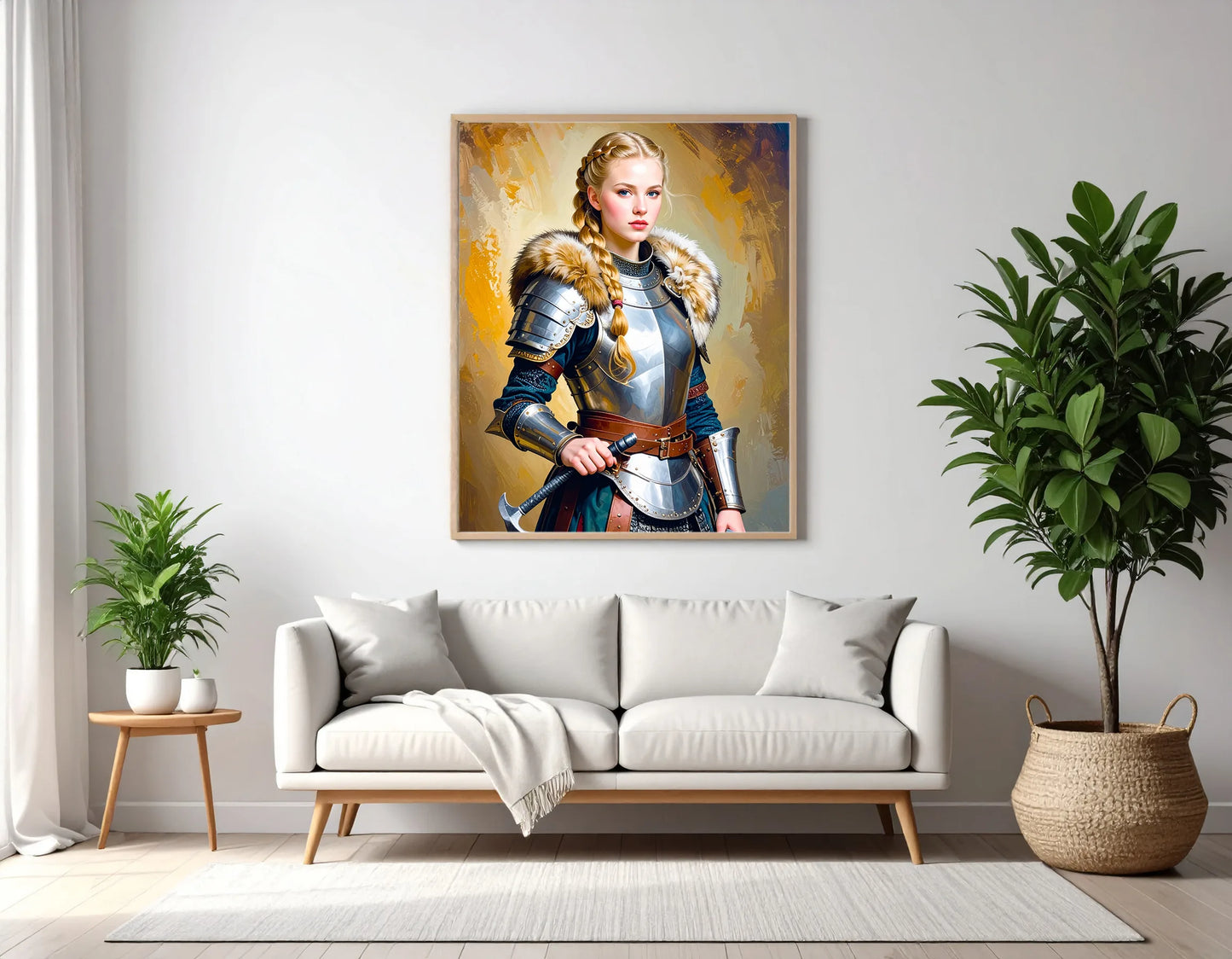 Custom Royal Human Portrait | Viking Defender | Personalized Wall Art Gift for her