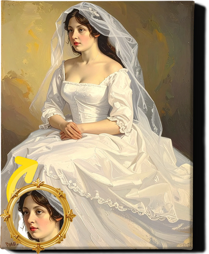 Custom Royal Human Portrait | Ethereal Victorian Bride | Personalized Wall Art Gift for her