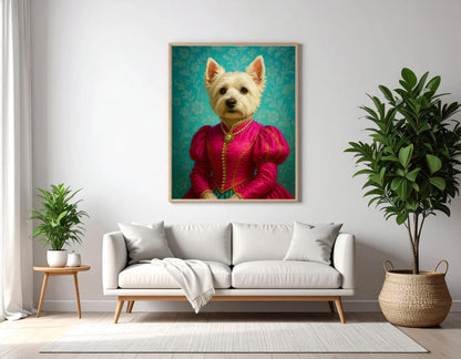 Custom Royal Pet Portrait | Aurora Tinseltoes | Personalized Wall Art for Pet Lovers