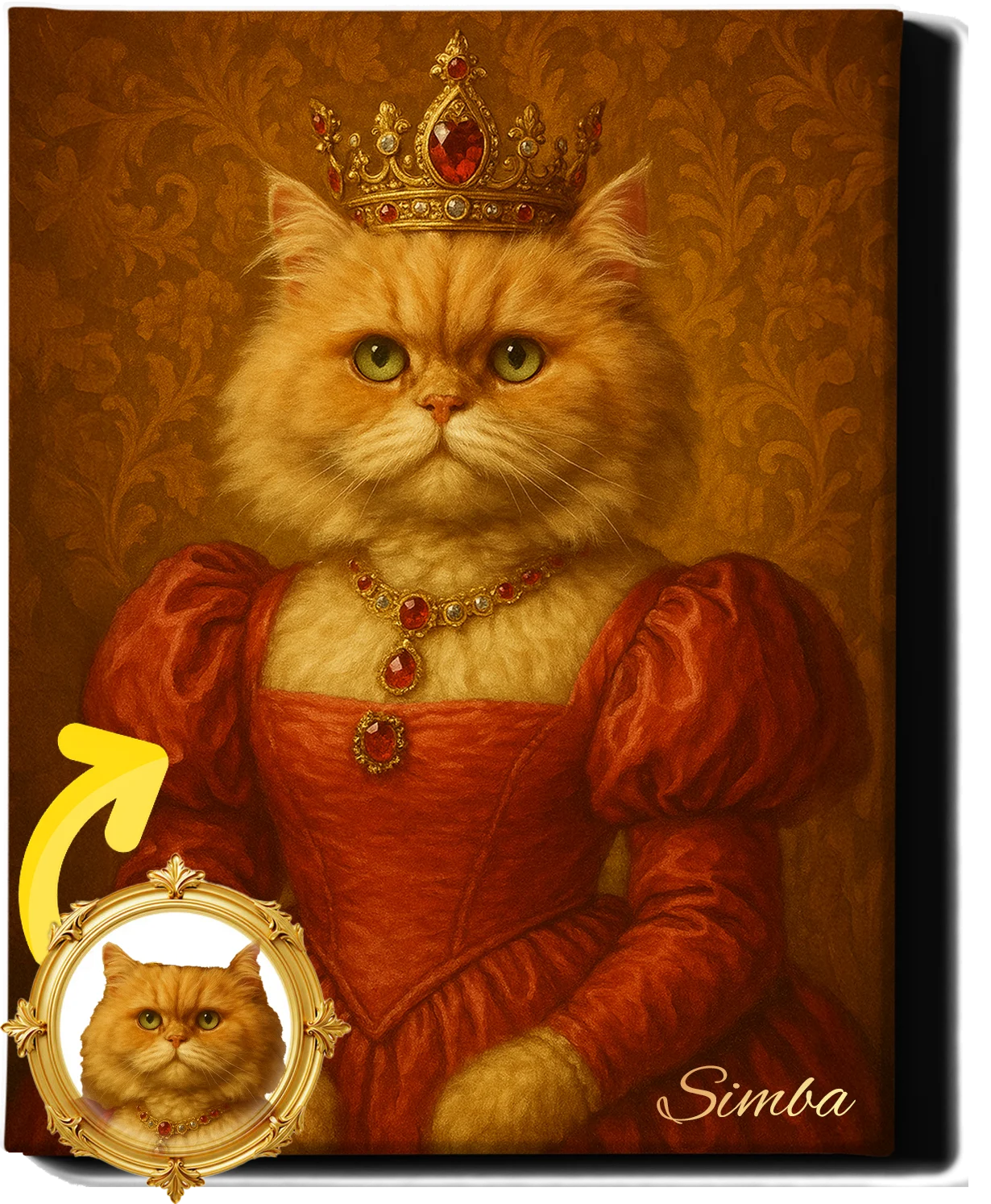 Custom Royal Pet Portrait | Queen of Pawshire | Personalized Wall Art for Pet Lovers