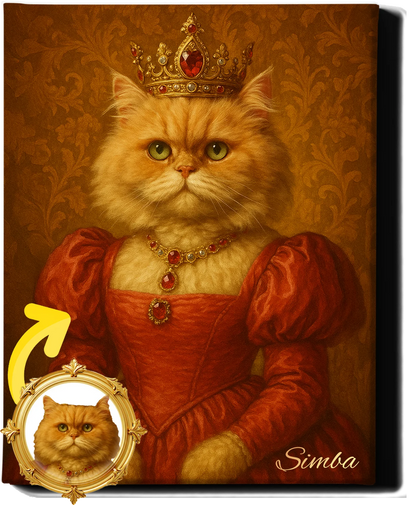 Custom Royal Pet Portrait | Queen of Pawshire | Personalized Wall Art for Pet Lovers