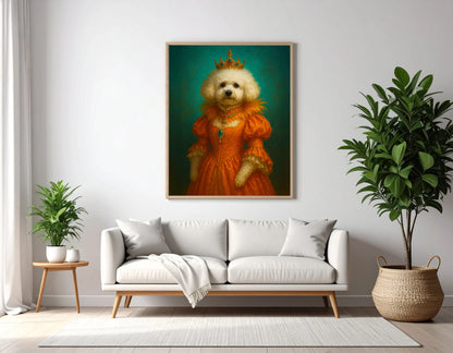 Custom Royal Pet Portrait | Her Highness Coco | Personalized Wall Art for Pet Lovers