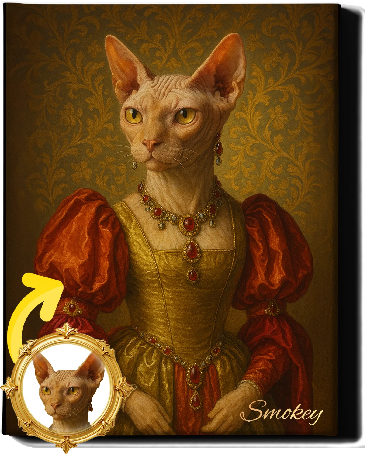 Custom Royal Pet Portrait | Ophelia | Personalized Wall Art for Pet Lovers