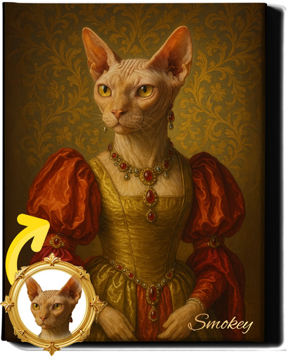 Custom Royal Pet Portrait | Ophelia | Personalized Wall Art for Pet Lovers