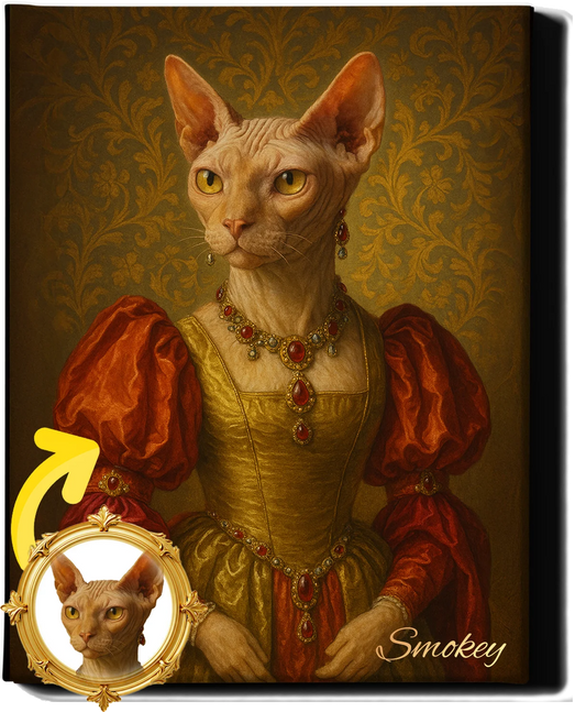 Custom Royal Pet Portrait | Ophelia | Personalized Wall Art for Pet Lovers