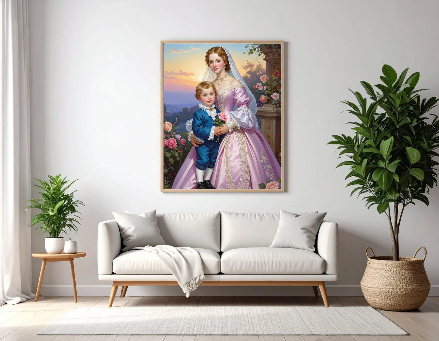 Custom Royal Family Portrait | Roses at Sunset 2 | Personalized Wall Art Gift