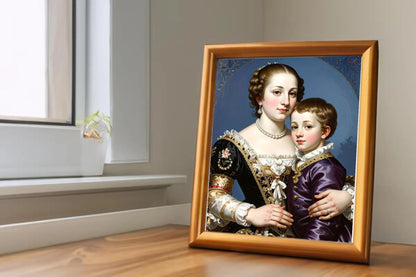 Custom Royal Family Portrait | Noble Elegance Duo | Personalized Wall Art Gift