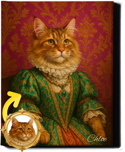 Custom Royal Pet Portrait | Flora the Fancy | Personalized Wall Art for Pet Lovers