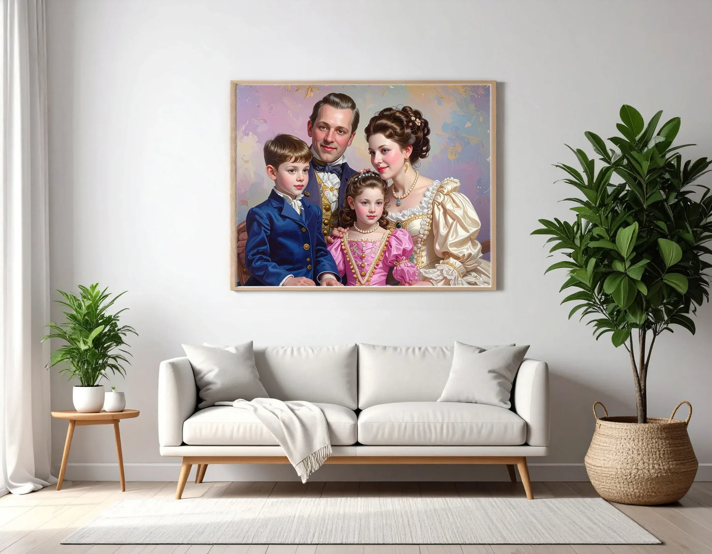 Custom Royal Family Portrait | Hearts in Harmony | Personalized Wall Art Gift