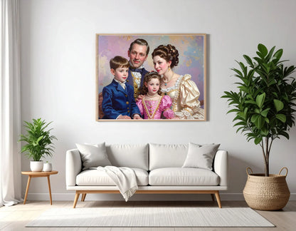 Custom Royal Family Portrait | Hearts in Harmony | Personalized Wall Art Gift