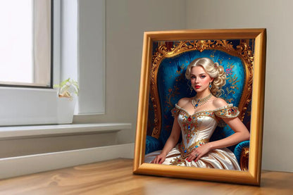 Custom Royal Human Portrait | Throne Room Sovereign 2 | Personalized Wall Art Gift for her