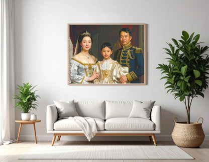 Custom Royal Family Portrait | Pearl Empery of the East Wind | Personalized Wall Art Gift