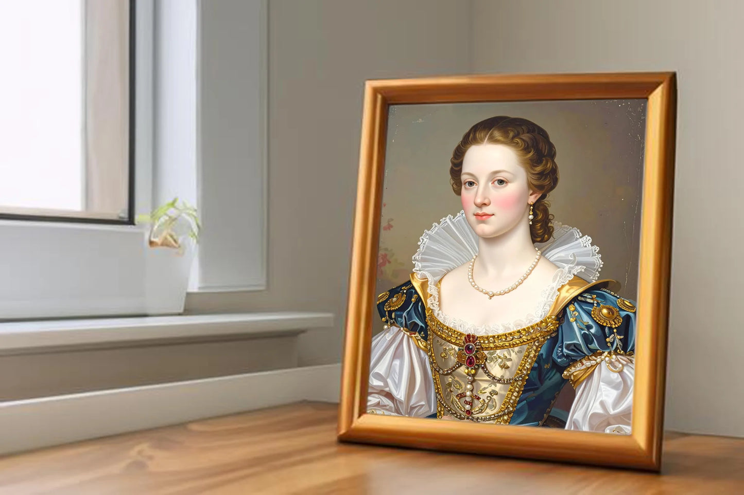 Custom Royal Human Portrait | Renaissance Noblewoman | Personalized Wall Art Gift for her